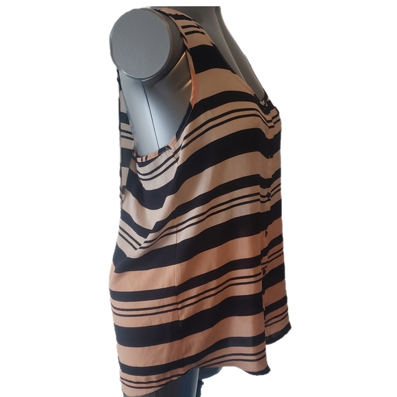 Striped Sleeveless Top - Navy and Peach Size M - Picture 2 of 4